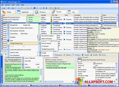 Snimak zaslona AnVir Task Manager Windows XP