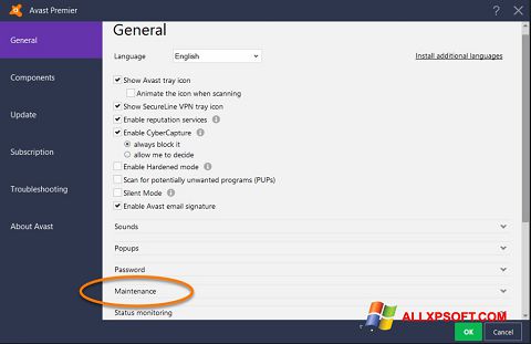 Snimak zaslona Avast Windows XP