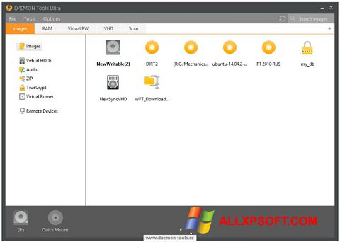 Snimak zaslona DAEMON Tools Ultra Windows XP