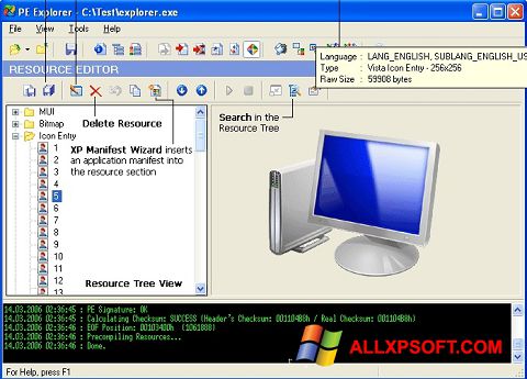 Snimak zaslona PE Explorer Windows XP