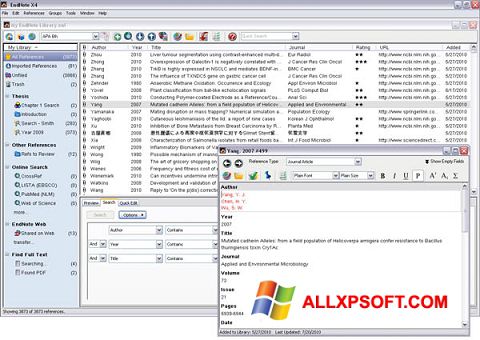Snimak zaslona EndNote Windows XP