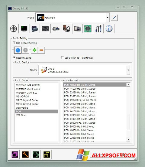 Snimak zaslona Dxtory Windows XP