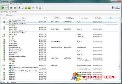 Snimak zaslona Advanced IP Scanner Windows XP