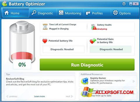 Snimak zaslona Battery Optimizer Windows XP