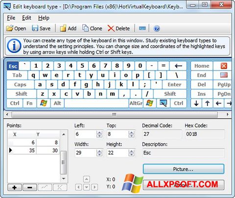 Snimak zaslona Virtual Keyboard Windows XP
