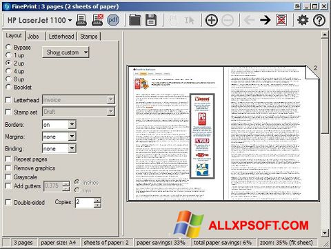 Snimak zaslona FinePrint Windows XP