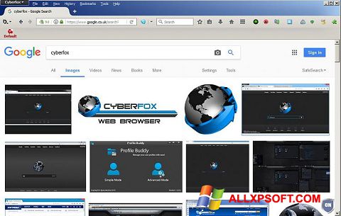 Snimak zaslona Cyberfox Windows XP