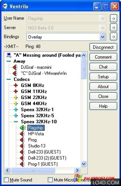 Snimak zaslona Ventrilo Windows XP