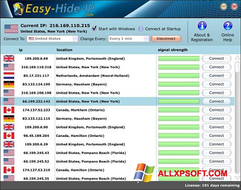 Snimak zaslona Hide IP Easy Windows XP
