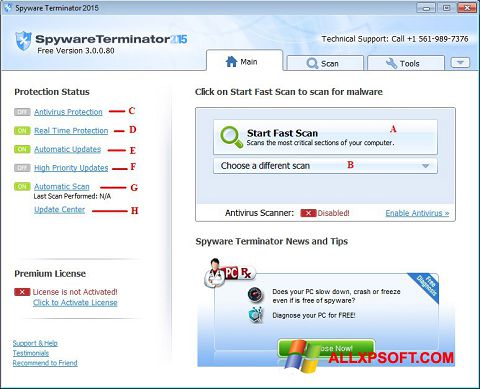 Snimak zaslona Spyware Terminator Windows XP