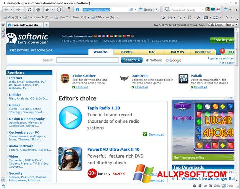 Snimak zaslona Lunascape Windows XP