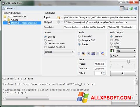 Snimak zaslona CUETools Windows XP