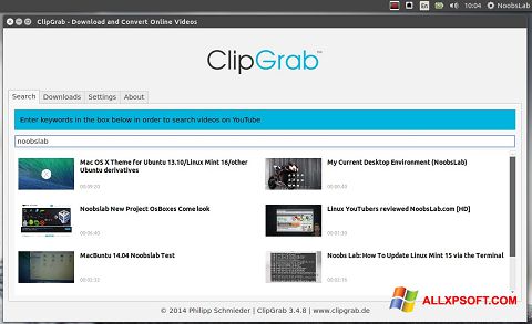 Snimak zaslona ClipGrab Windows XP