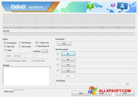 Snimak zaslona Odin Windows XP