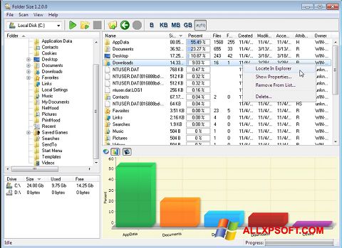 Snimak zaslona Folder Size Windows XP