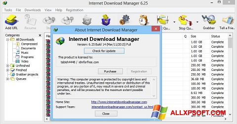 Snimak zaslona Internet Download Manager Windows XP
