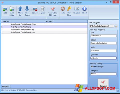 Snimak zaslona Image To PDF Converter Windows XP