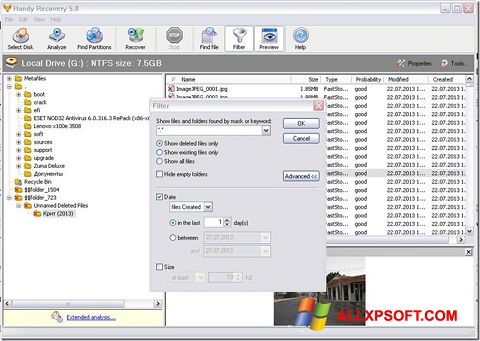 Snimak zaslona Handy Recovery Windows XP