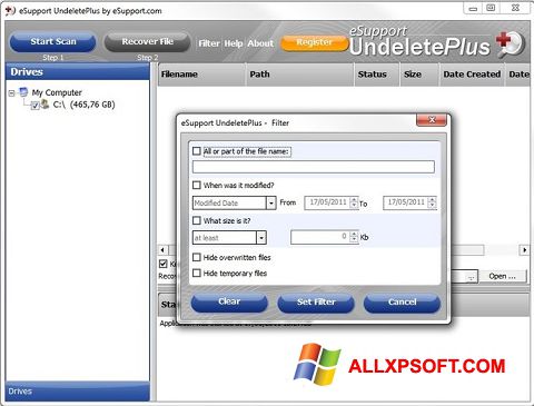 Snimak zaslona Undelete Plus Windows XP