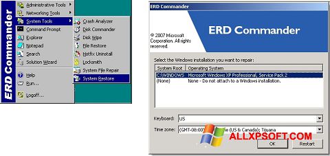 Snimak zaslona ERD Commander Windows XP
