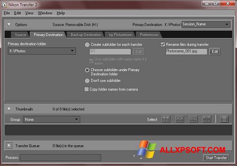 Snimak zaslona Nikon Transfer Windows XP