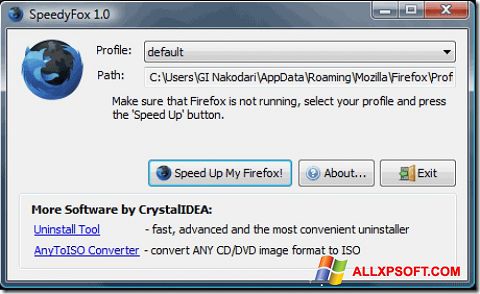 Snimak zaslona SpeedyFox Windows XP