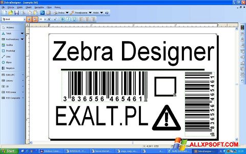 Snimak zaslona Zebra Designer Windows XP