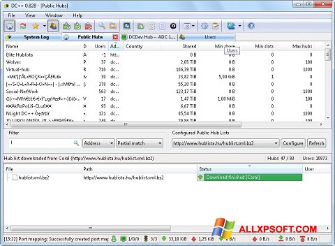 Snimak zaslona DC++ Windows XP