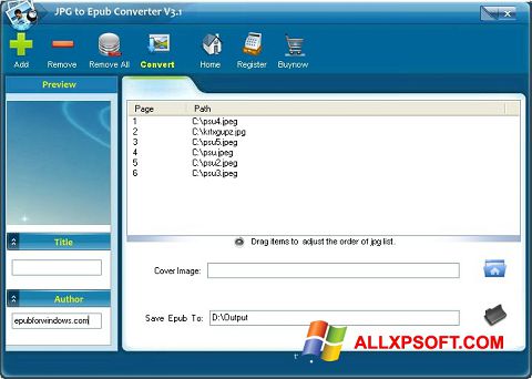 Snimak zaslona Epub Reader Windows XP