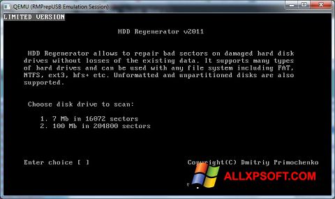 Snimak zaslona HDD Regenerator Windows XP