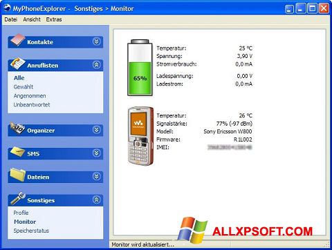 Snimak zaslona MyPhoneExplorer Windows XP