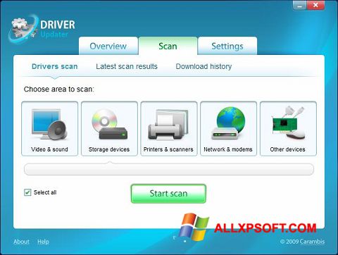 Snimak zaslona Carambis Driver Updater Windows XP