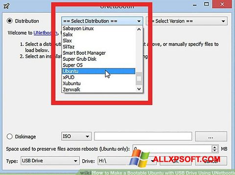 Snimak zaslona UNetbootin Windows XP