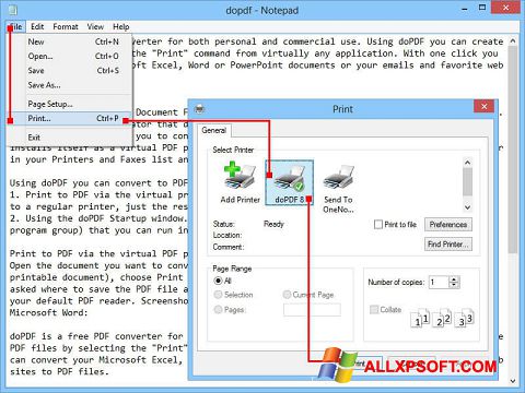 Snimak zaslona doPDF Windows XP