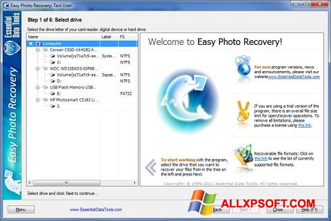 Snimak zaslona Easy Photo Recovery Windows XP