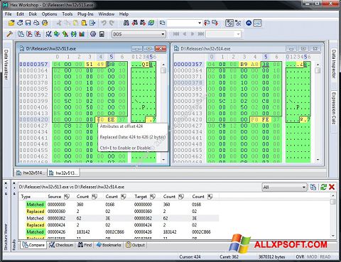 Snimak zaslona Hex Workshop Windows XP
