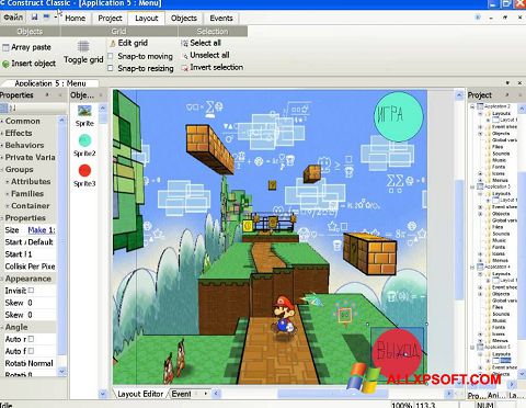 Snimak zaslona Construct Classic Windows XP