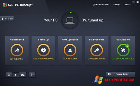 Snimak zaslona AVG PC Tuneup Windows XP