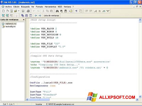 Snimak zaslona NSIS Windows XP