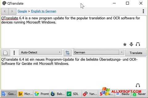 Snimak zaslona QTranslate Windows XP