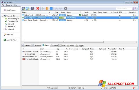 Snimak zaslona BitTorrent Windows XP