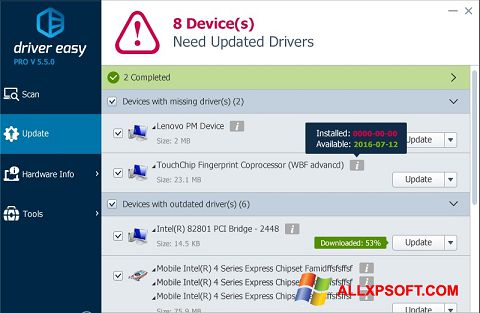 Snimak zaslona Driver Easy Windows XP
