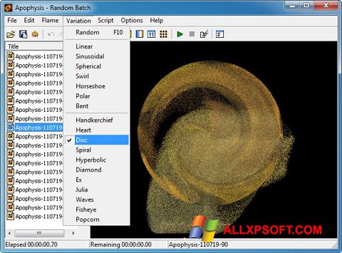 Snimak zaslona Apophysis Windows XP