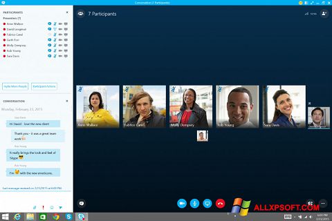 Snimak zaslona Skype for Business Windows XP