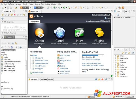 Snimak zaslona Aptana Studio Windows XP