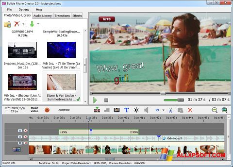 Snimak zaslona Bolide Movie Creator Windows XP