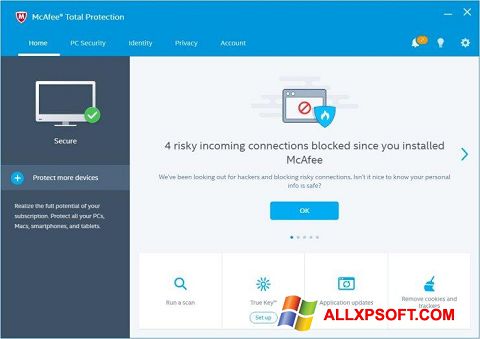 Snimak zaslona McAfee Total Protection Windows XP