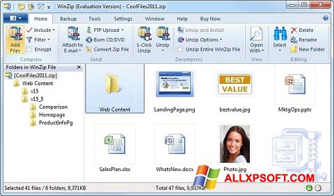 Snimak zaslona WinZip Windows XP
