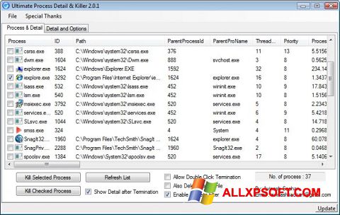 Snimak zaslona Process Killer Windows XP