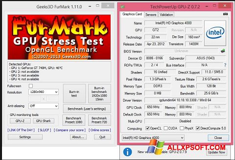 Snimak zaslona FurMark Windows XP